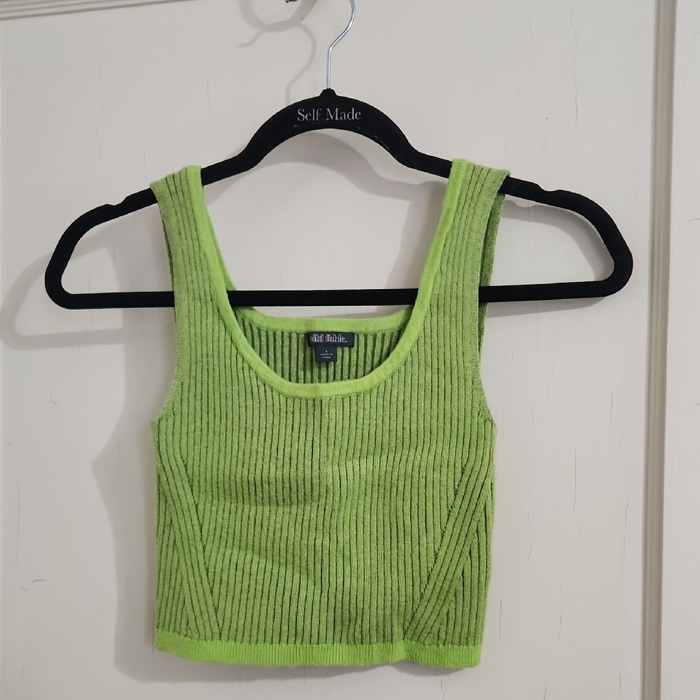 Wild Fable Lime Green Ribbed Crop Top